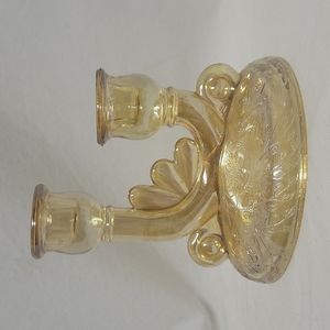 Vintage Jeannette Louisa Iridesent Floragold Candle Holders